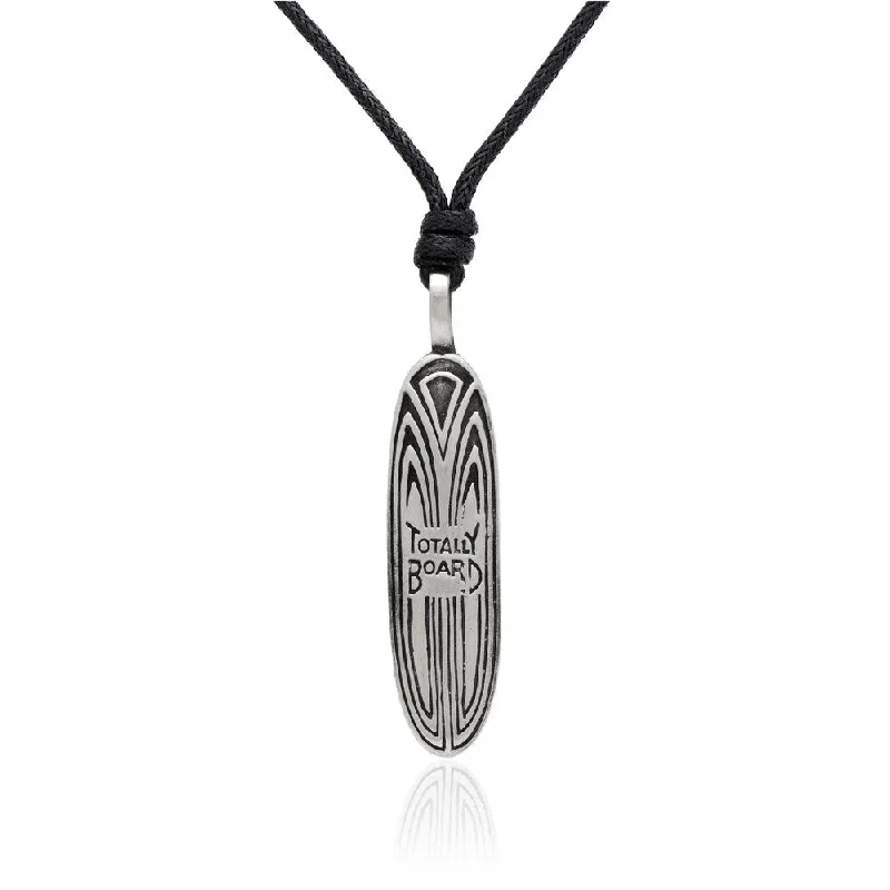 Cosmic charm necklaces-Gravity Metal Surfboard 'Totally Board' Pendant Necklace