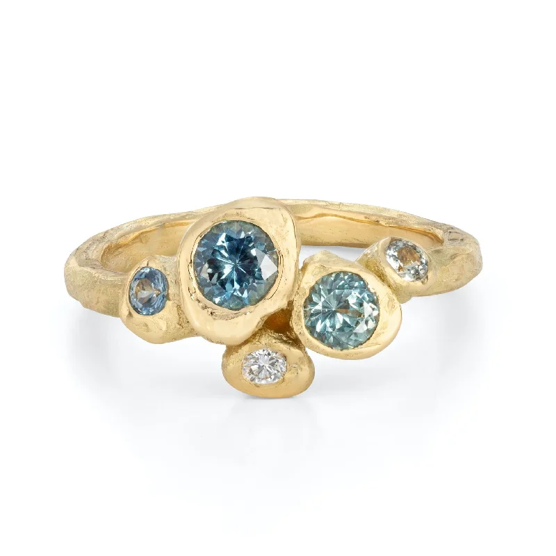 Vibrant enamel engagement rings-Ocean Carn Ring