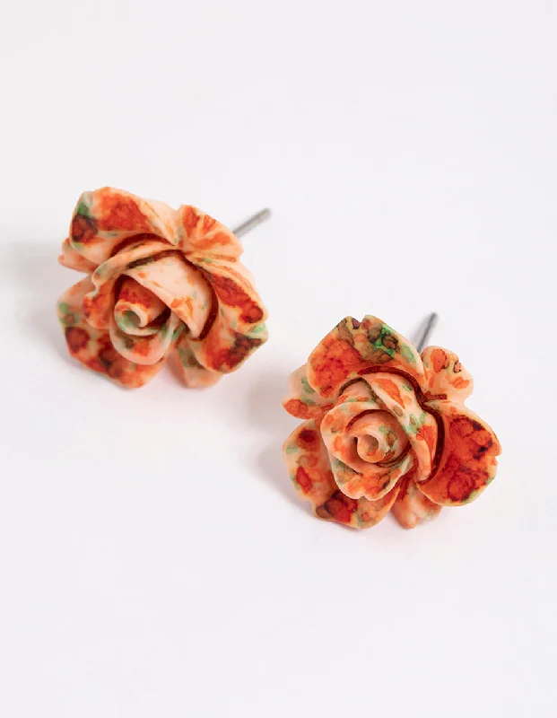 Mystic eye earrings-Watercolour Rose Stud Earrings