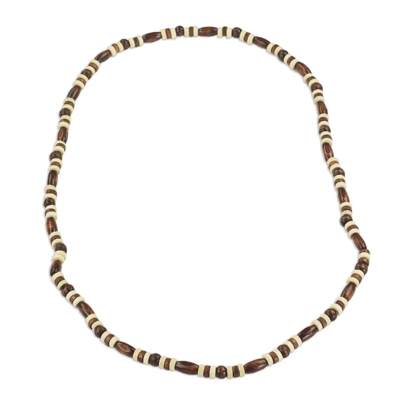 Tide shape necklaces-Handmade Sese Wood 'Ahobrasie Virtue' Necklace (Ghana) - 35" L x 0.4" W