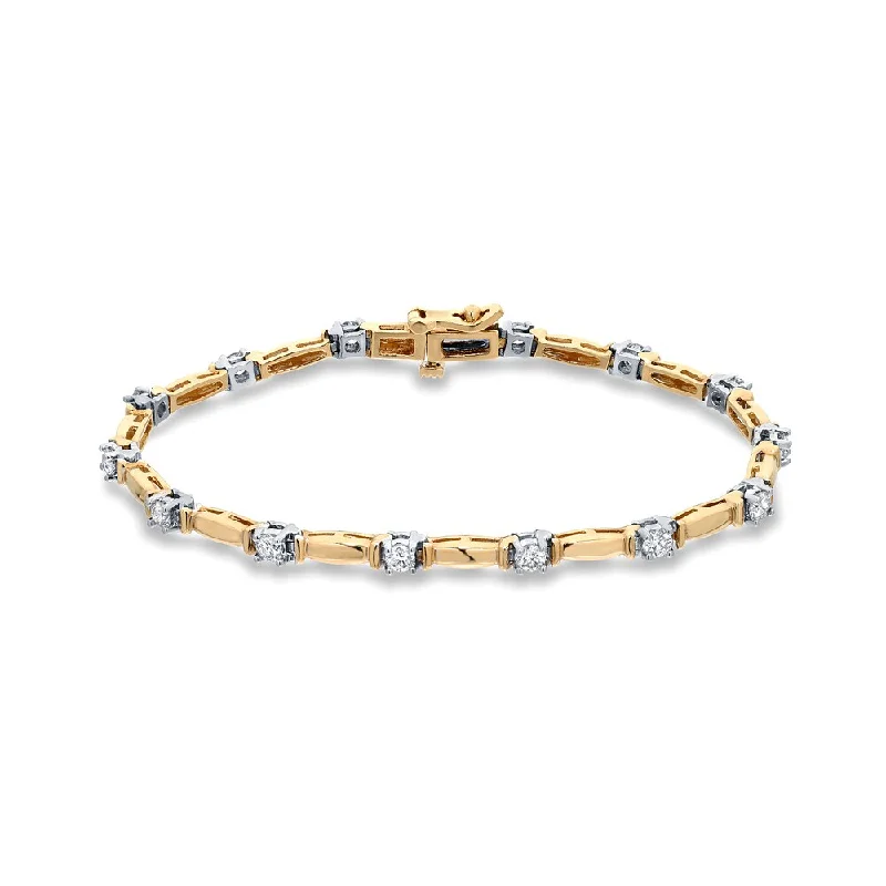 Stretch cord bangles-Auriya 14k Yellow Gold 1 2/5ct TDW Round Cut Diamond Tennis Bracelet (I-J, SI1-SI2)