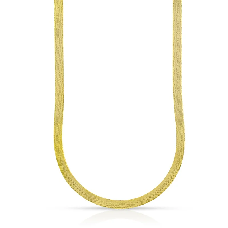 Wave pattern necklaces-10k Yellow Gold 2.5mm Herringbone Necklace