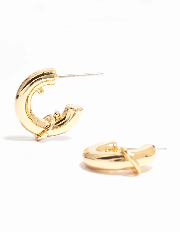 Radiant pearl earrings-Gold Plated Mini Chubby Ring Hoop Earrings