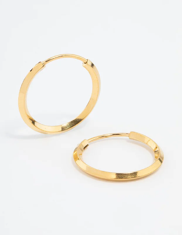 Petal hoop earrings-Waterproof Gold Plated Stainless Steel Point Edge Hoop Earrings