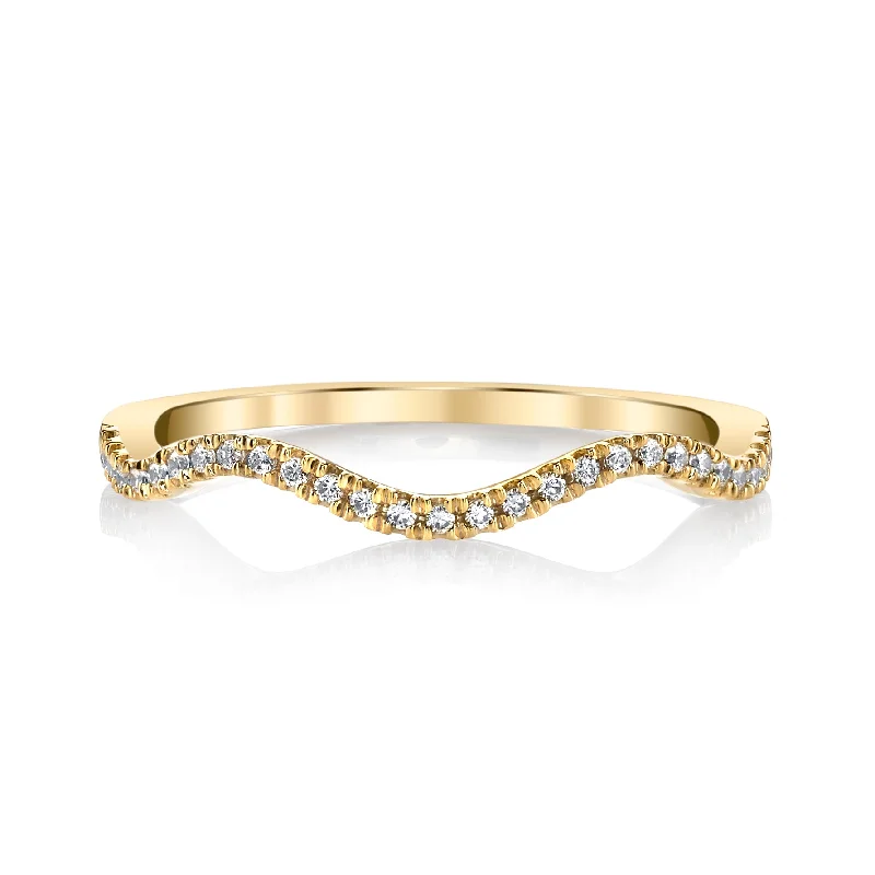 Round diamond engagement rings-14K Yellow Gold 0.11ct. Curving Diamond Fashion Ring