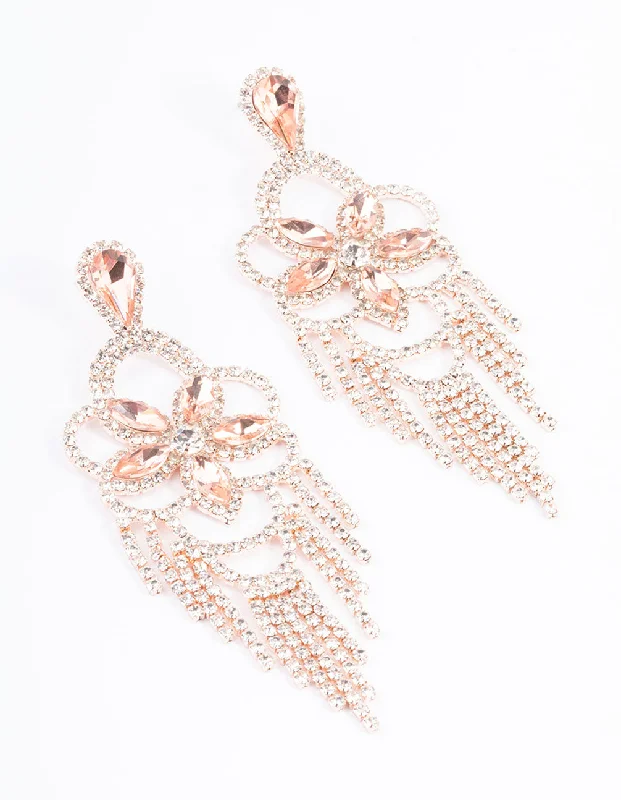 Light clay earrings-Rose Gold Mini Statement Glam Drop Earrings