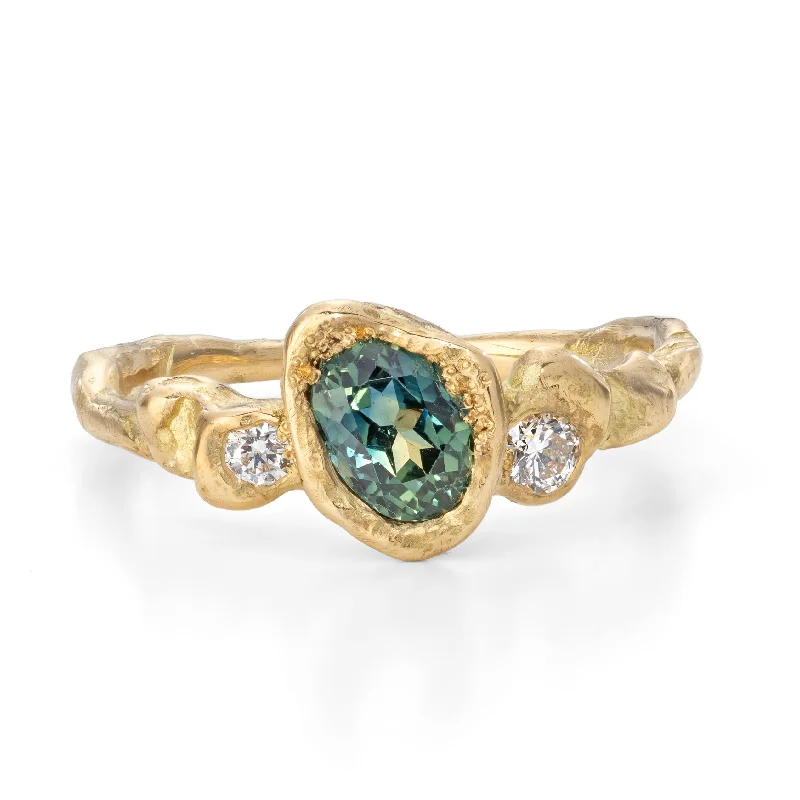 Chunky stone engagement rings-Crested Sapphire Adakite North Ring