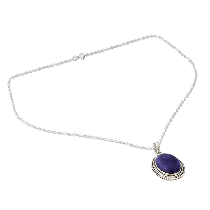 Sleek pendant necklaces-NOVICA Handmade Sterling Silver True Clarity Lapis Lazuli Necklace (India) - 7'6" x 9'6"