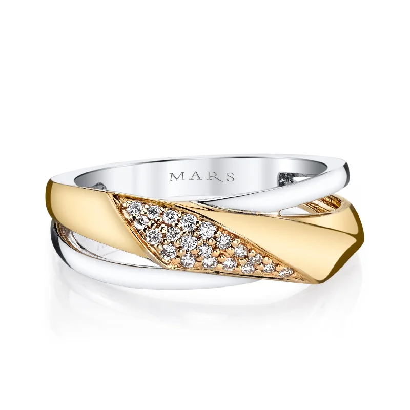 Surf theme engagement rings-14K Two-Tone Gold 0.11ct. Diamond Contrasting Crossover Fashion Ring