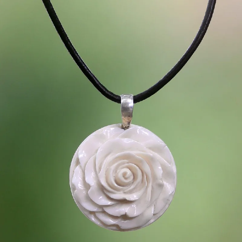 Spiral knot necklaces-Handmade Leather 'Glorious Rose' Necklace (Indonesia)