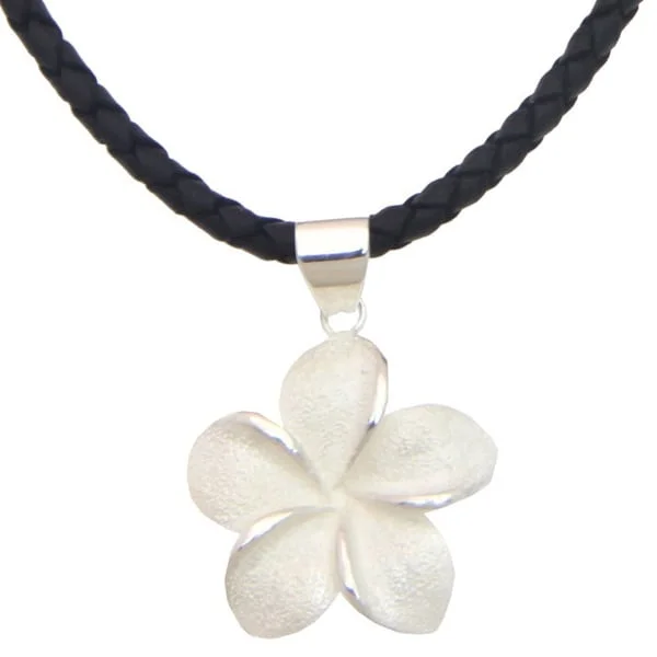 Pure crystal necklaces-Sterling Silver 'Frangipani' Necklace - Black/ Silver