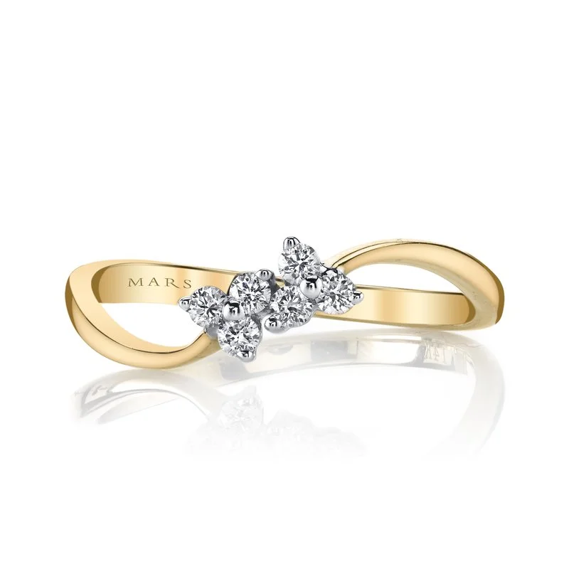 Eternity style engagement rings-14K Two-Tone Gold 0.15ct. Cluster Diamond Dainty Fashion Ring