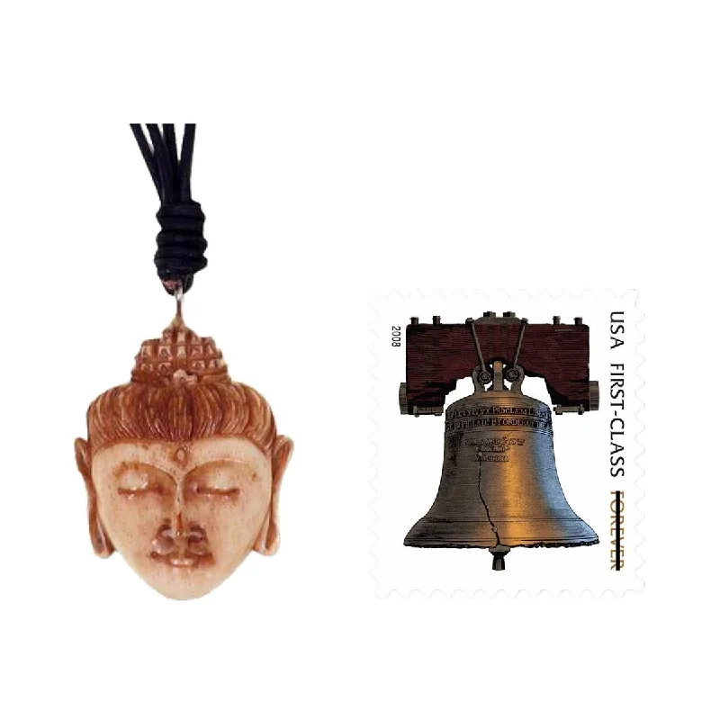 Worn medallion necklaces-NOVICA Handmade Leather 'Buddha Head II' Necklace