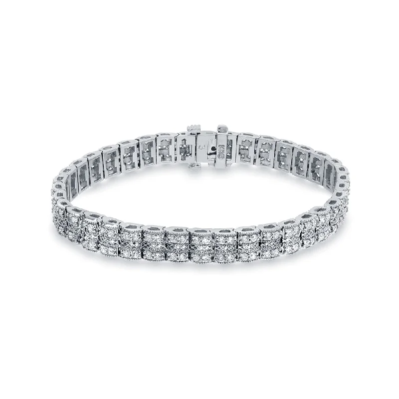 Open frame bangles-Auriya 14k White Gold 3ct TDW Round Diamond Bracelet (H-I, SI1-SI2)