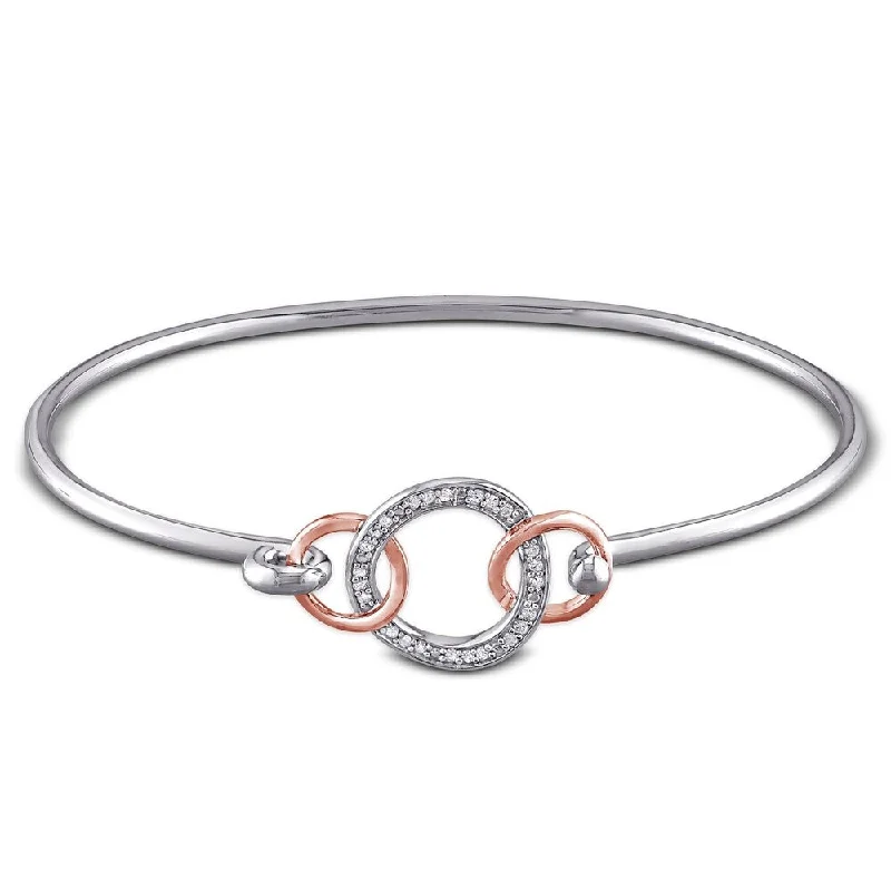 Pure link bangles-Miadora Rose and White Plated Sterling Silver 1/10ct TDW Diamond Interlocking Circle Bangle Bracelet