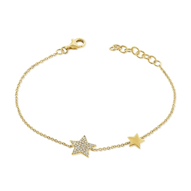 Light wood bangles-Joelle Diamond Star Chain Bracelet 14K Gold