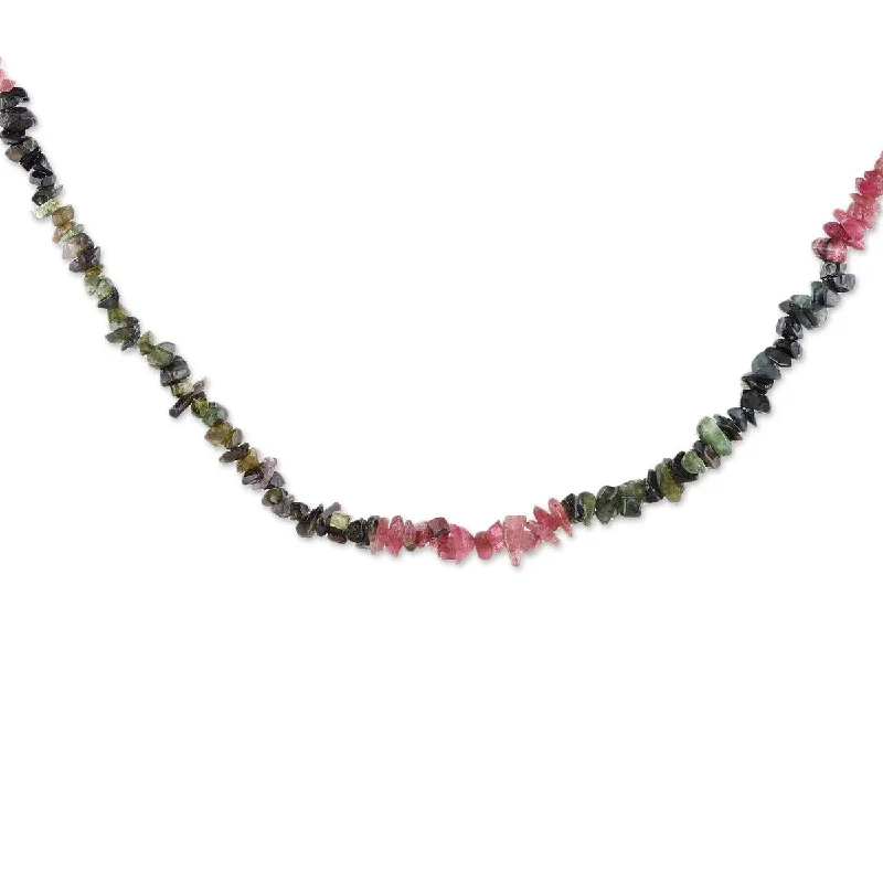 Topaz necklaces-NOVICA Fragmented Beauty, Tourmaline beaded necklace