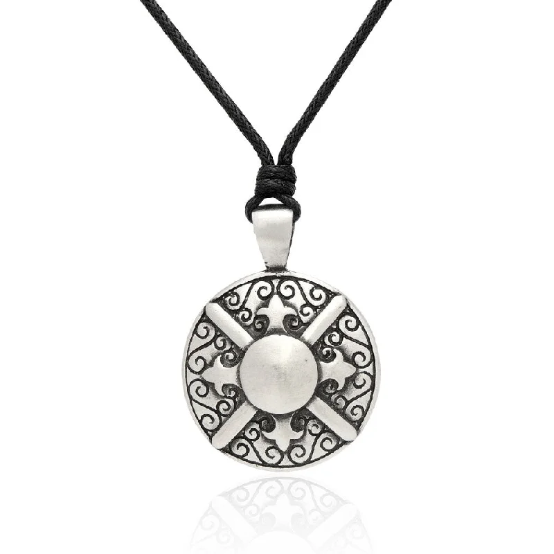 Tribal medallion necklaces-Gemeni Metal Knight Shield Pendant Necklace