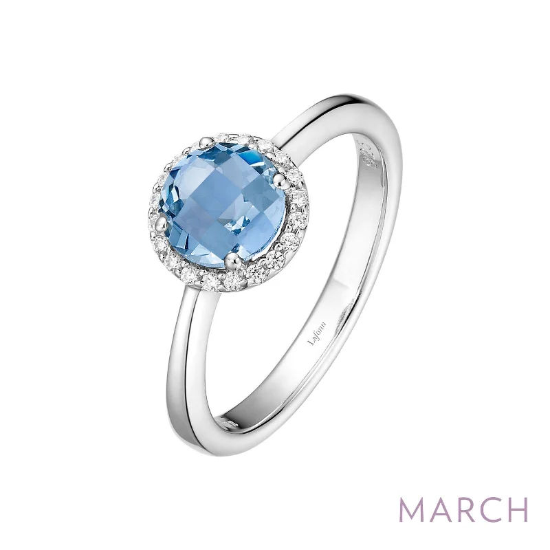 Topaz gem engagement rings-Lafonn Simulated Diamond & Aquamarine Birthstone Ring - March BR001AQP