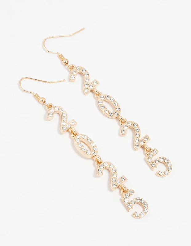 Cosmic glow earrings-Gold 2025 Diamante Long Drop Earrings