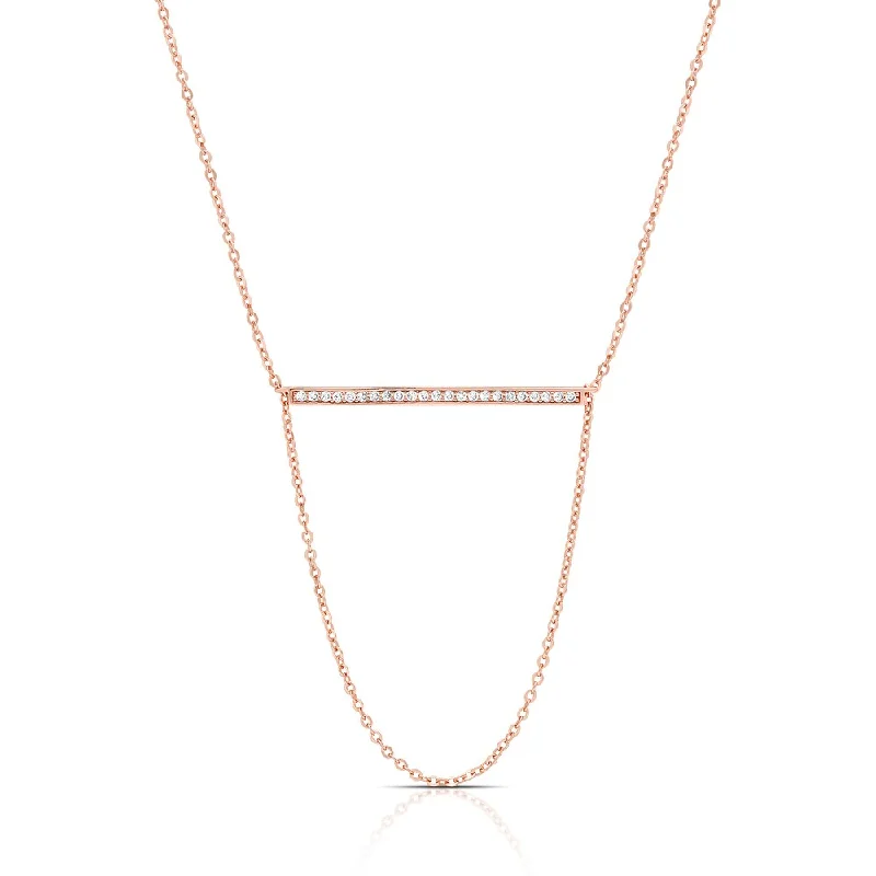 Ruby stone necklaces-Samantha Stone Rose Gold Over Silver or Sterling Silver Cubic Zirconia Bar Necklace