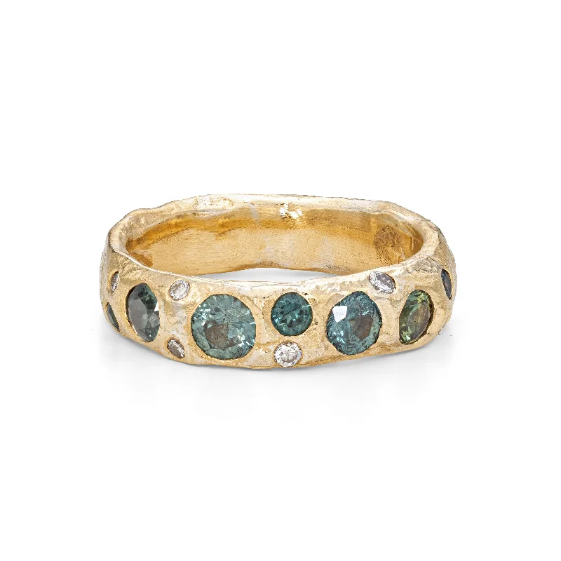 Luxe gold engagement rings-Ocean Pool Rock Ring