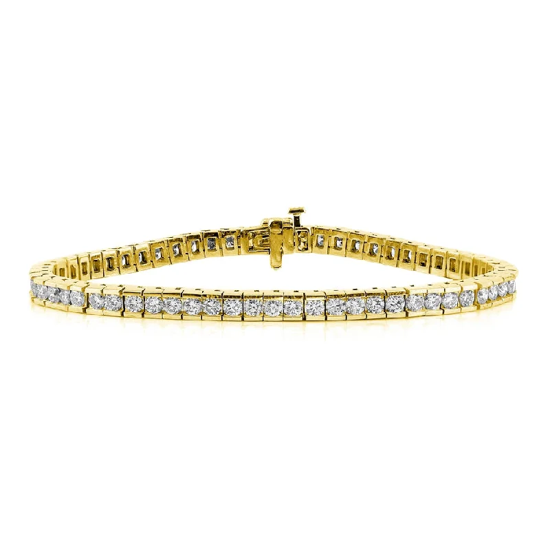 Braided silk bangles-Auriya 5 carat TW Round Diamond Tennis Bracelet Channel-set 14k Gold - 7-inch