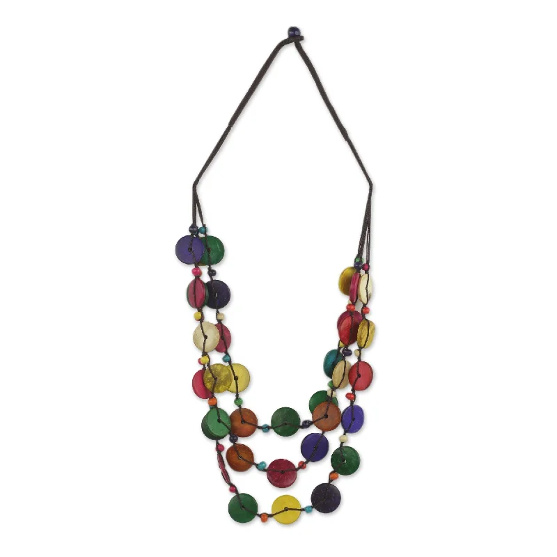 Silk fringe necklaces-Coconut Shell Sese Wood 'Easy Living' Necklace (Ghana)