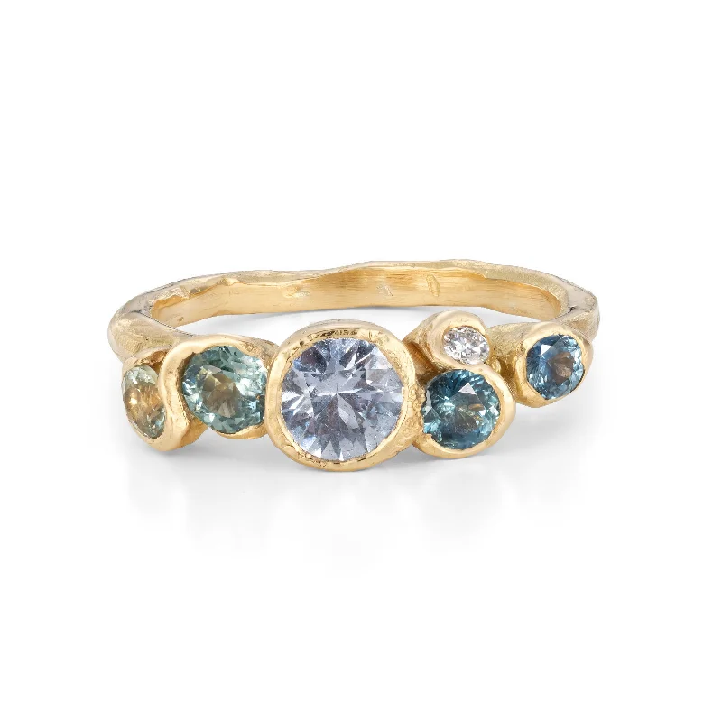 Cord edge engagement rings-Wild Water Sapphire Nori Ring