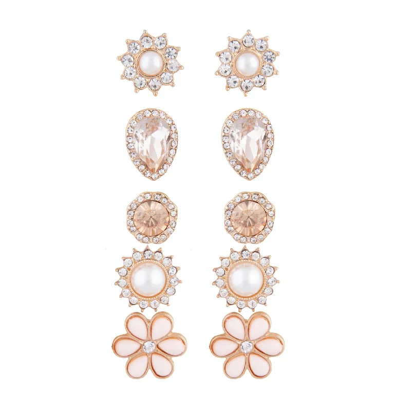 Fine triangle earrings-Gold Daisy 5-Pack Clip On Earring