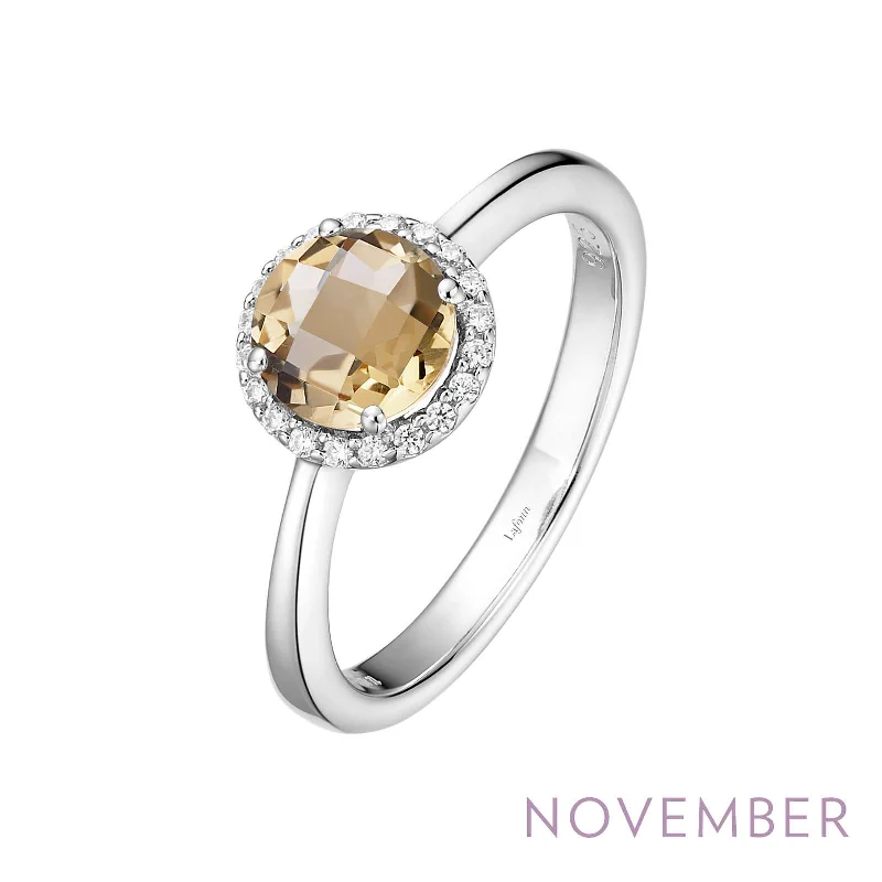 Round diamond engagement rings-Lafonn Simulated Diamond & Genuine Citrine Birthstone Ring - November BR001CTP