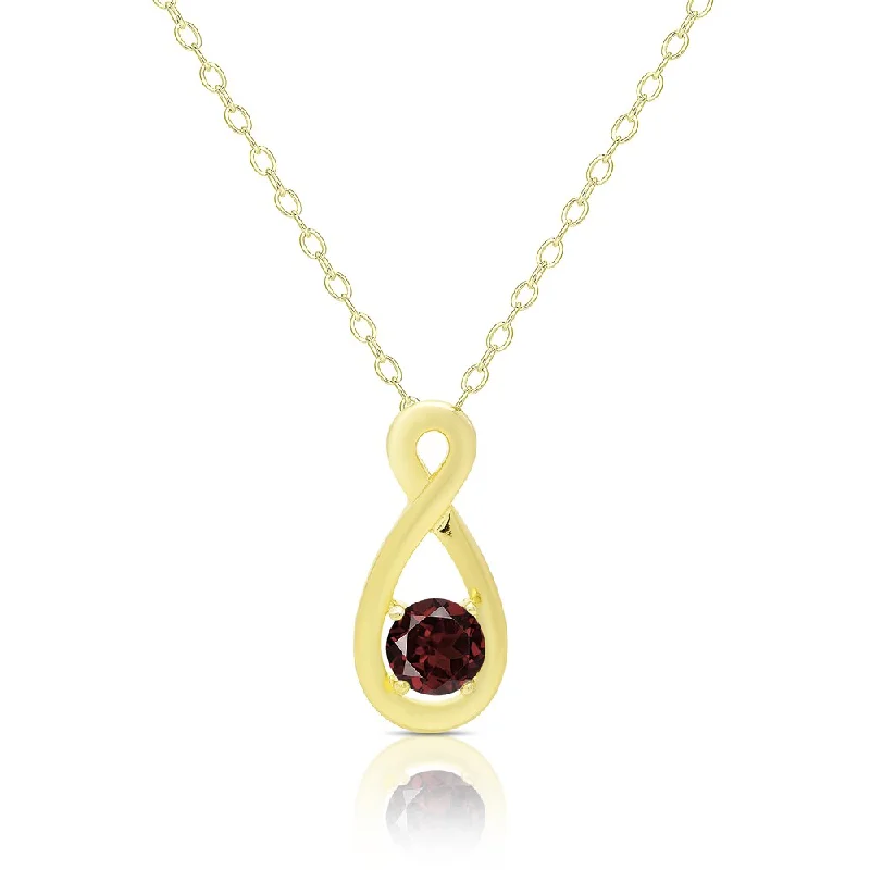 Bold cross necklaces-Dolce Giavonna Gold Over Silver Garnet and Diamond Accent Infinity Design Necklace