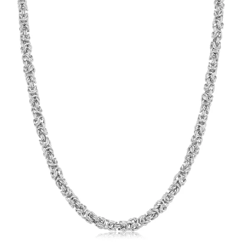 Thick bar necklaces-Fremada Rhodium Plated Sterling Silver 3.5 millimeters Byzantine Necklace