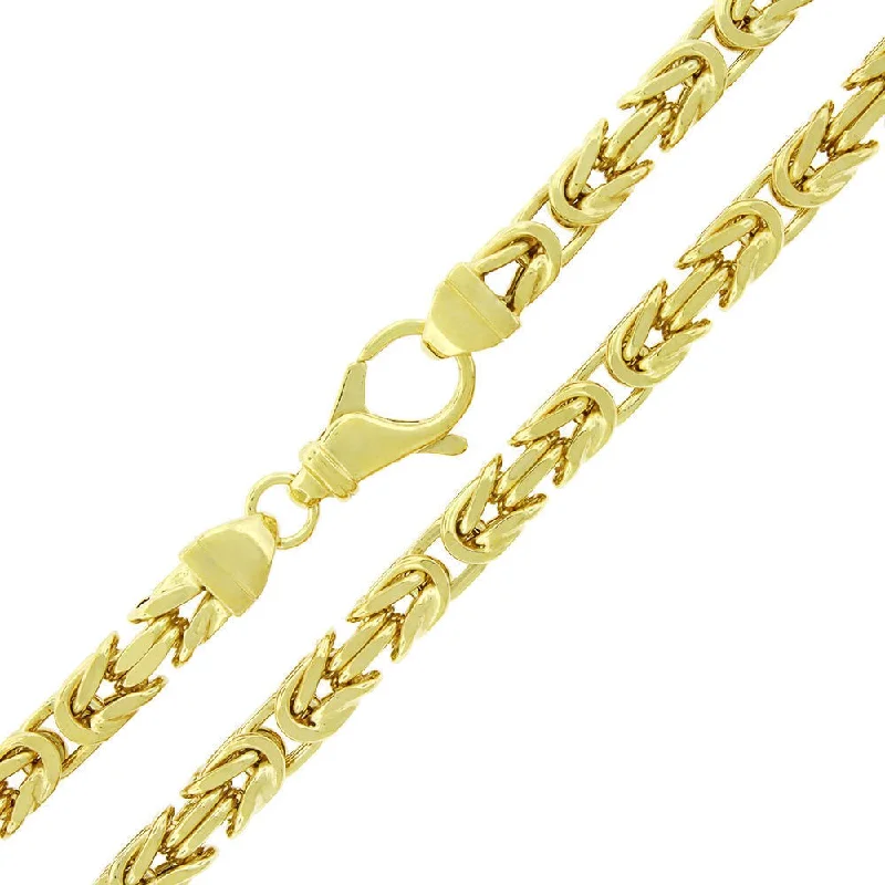 Sleek pendant necklaces-Sterling Silver 6mm Hollow Byzantine Box Link 925 Yellow Gold Plated Necklace Chain 24" - 30"