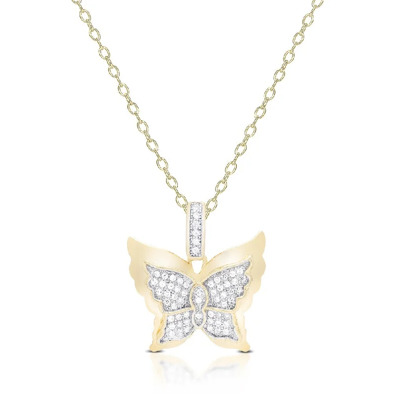 Tiny charm necklaces-Samantha Stone Gold Over Sterling Silver Cubic Zirconia Butterfly Necklace