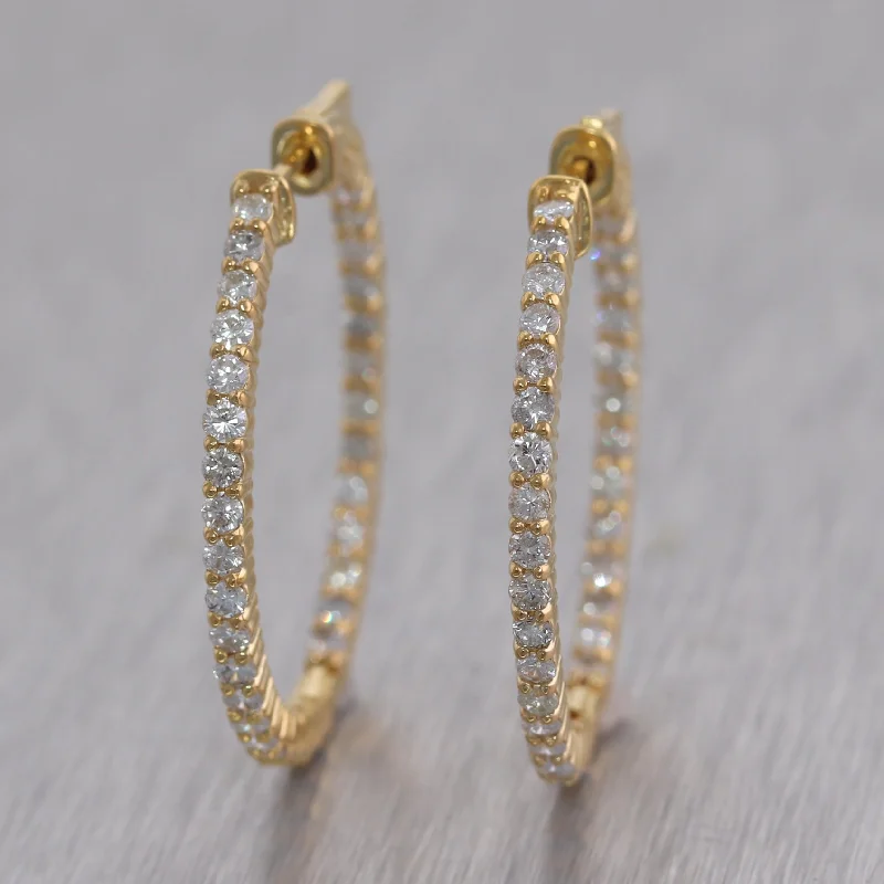 Wide statement earrings-14k Yellow Gold 2ctw Diamond In & Out Hoop Earrings