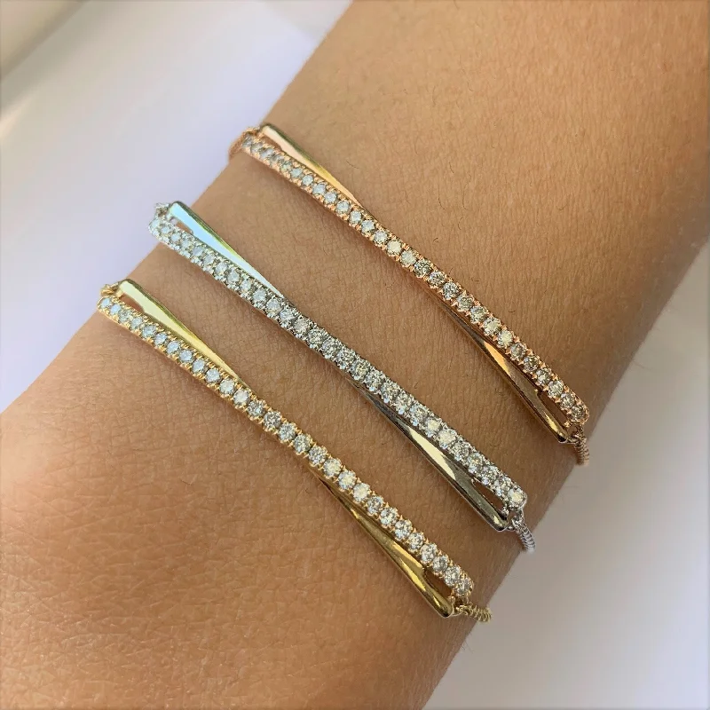 Braided silk bangles-Joelle Diamond Adjustable Bracelet 14K White Gold 1/2 CT TDW