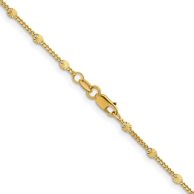 Light filigree bangles-Curata 14k Yellow Gold Italian 7.25" 2.8mm Fancy Station Curb Chain Bracelet