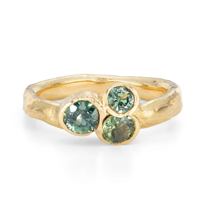 Java tile engagement rings-Ocean Green Wolf Rock Ring