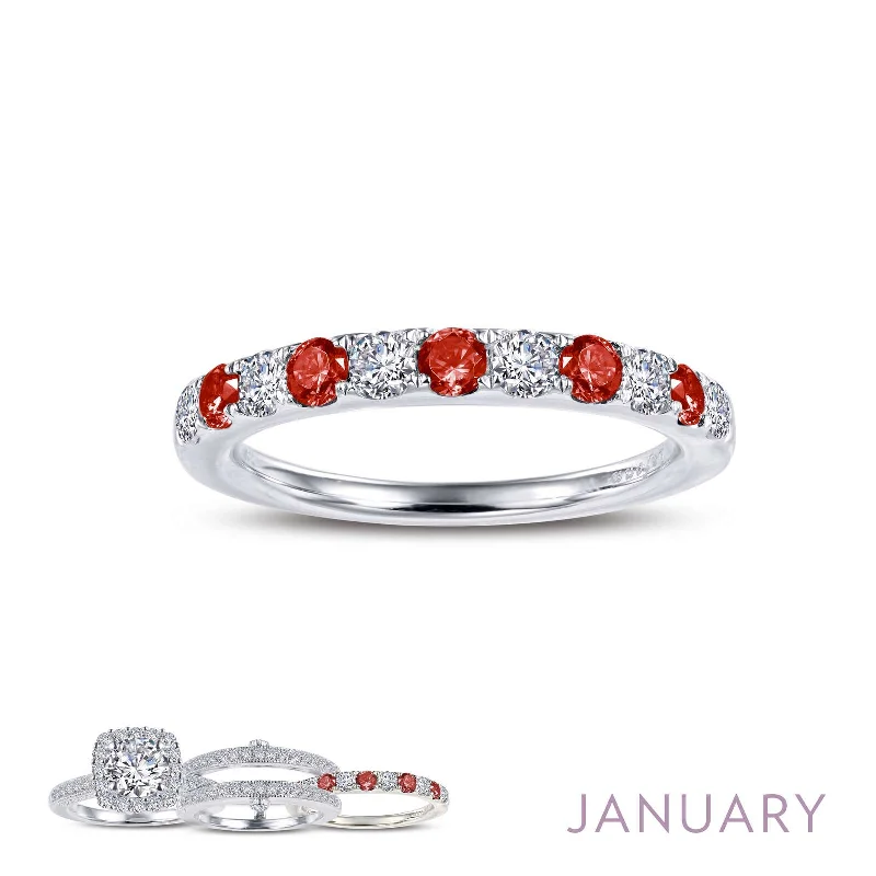 Pure crystal engagement rings-Lafonn Simulated Diamond & Garnet January Birthstone Stackable Ring BR004GNP