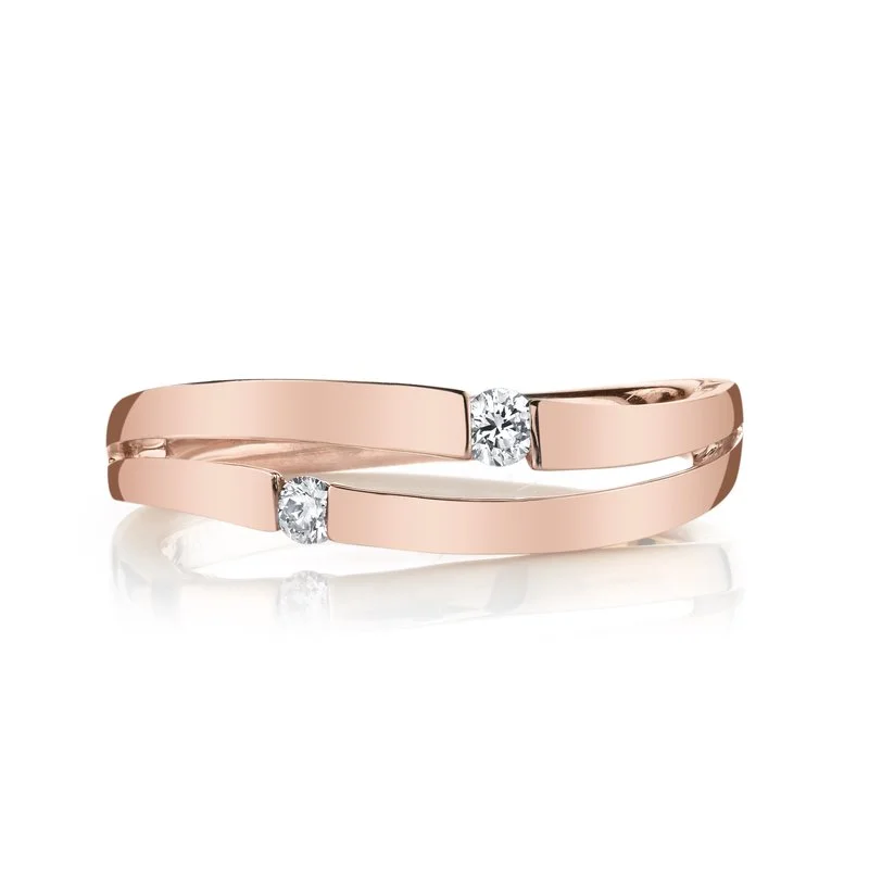 Light filigree engagement rings-14K Rose Gold 0.08ct. Diamond Tension Set Split Fashion Ring