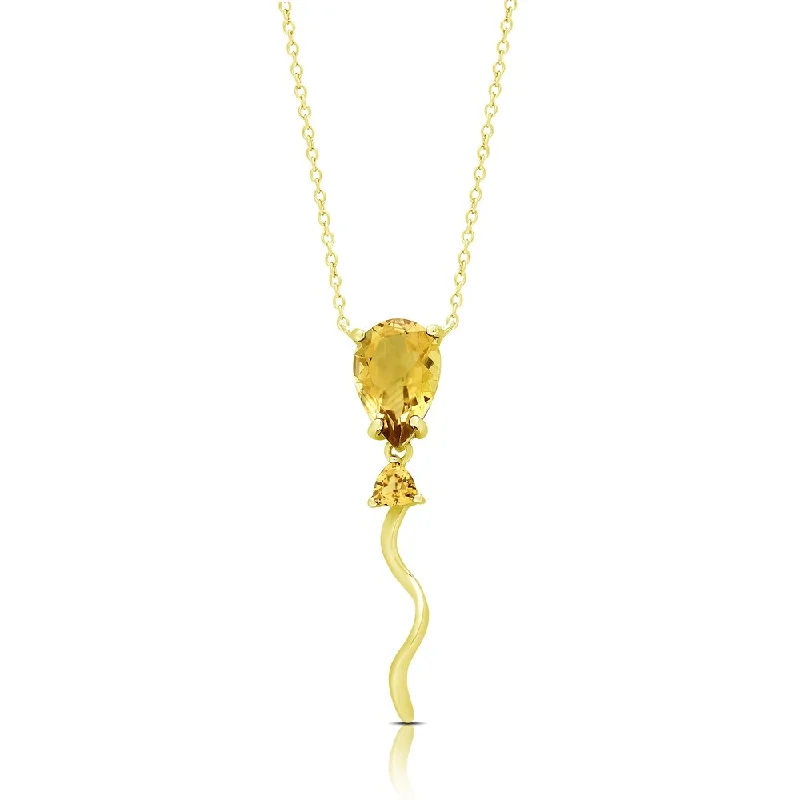 Baroque pearl necklaces-Dolce Giavonna Gold Over Sterling Silver Citrine Balloon Necklace