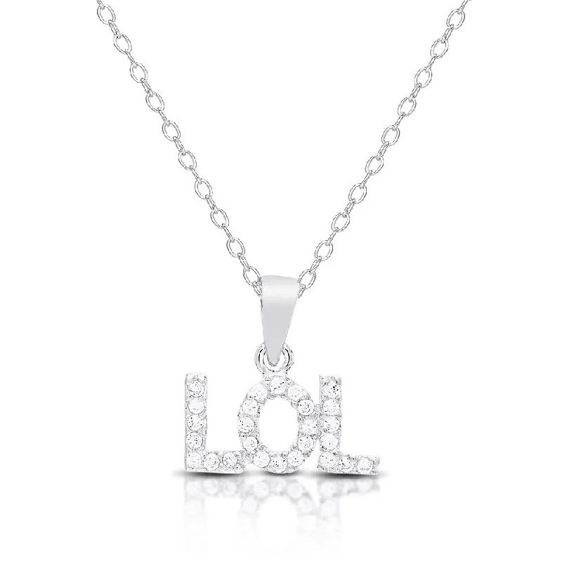 Vivid stone necklaces-Dolce Giavonna Sterling Silver Cubic Zirconia "LOL" Necklace