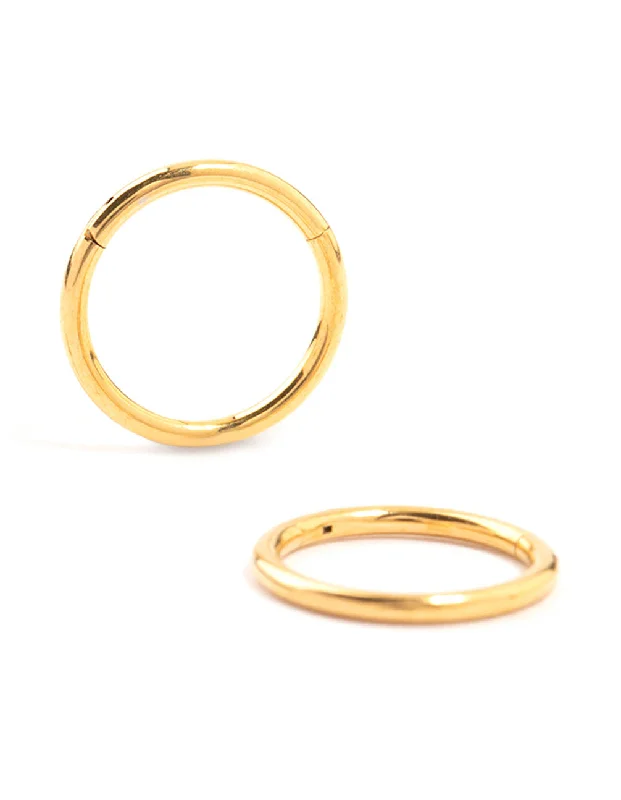 Layered tier earrings-Waterproof Gold Plated Stainless Steel Sleeper Earrings 10 MM