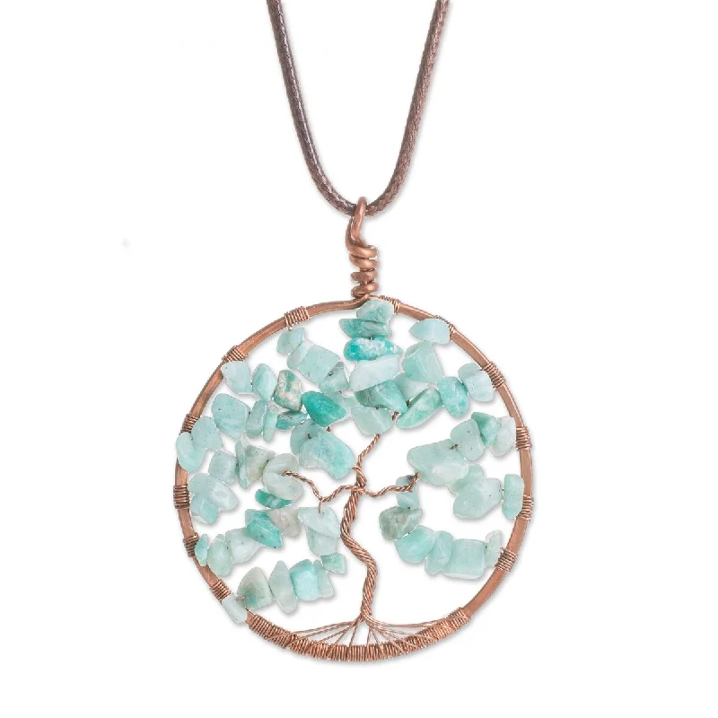 Mystic eye necklaces-NOVICA Capricorn Tree of Life, Aquamarine pendant necklace