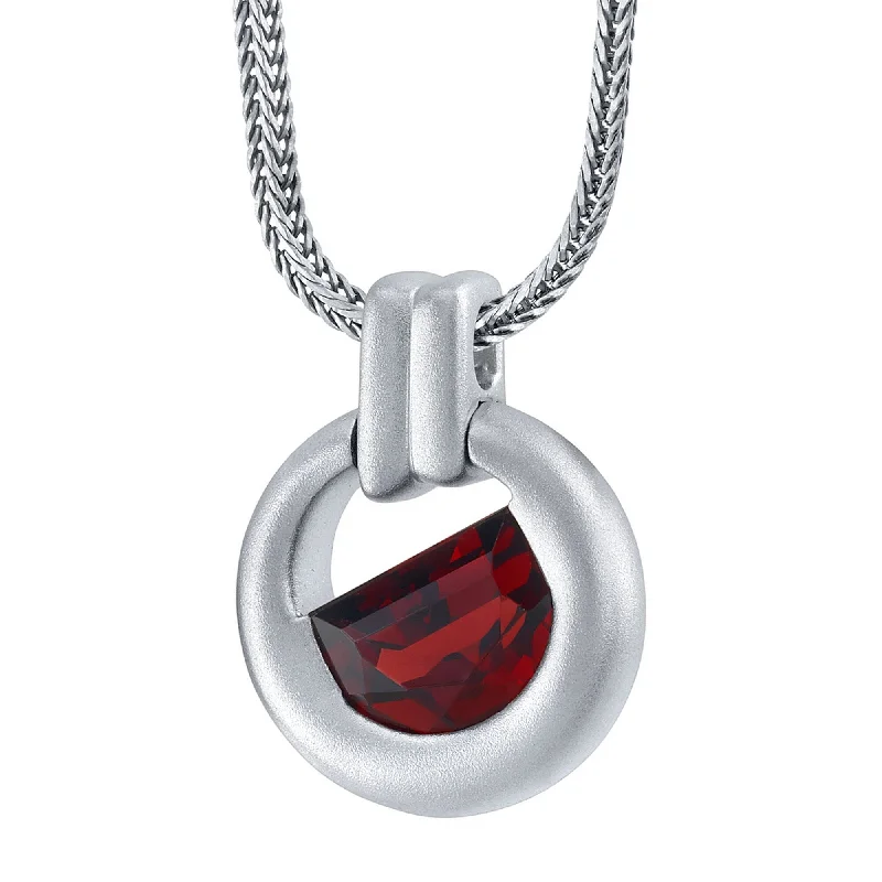 Crystal-twisted necklaces-Men's Garnet Amulet Pendant Necklace in Sterling Silver, 22"