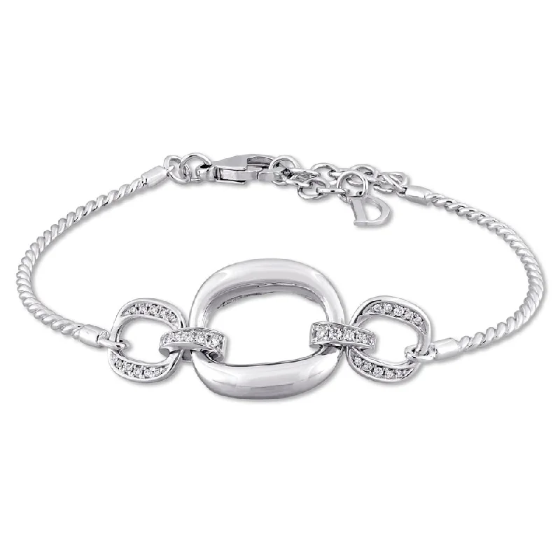 Swirl shape bangles-Miadora Signature Collection 18k White Gold 1/6ct TDW Diamond Interlinked Bracelet