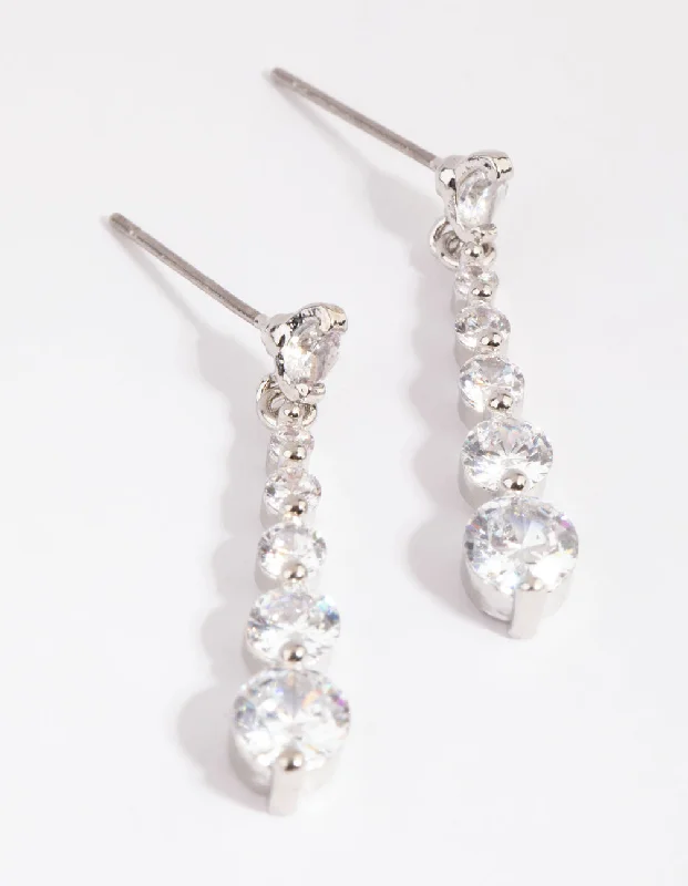 Flat badge earrings-Small Graduated Crystal Drop Earrings