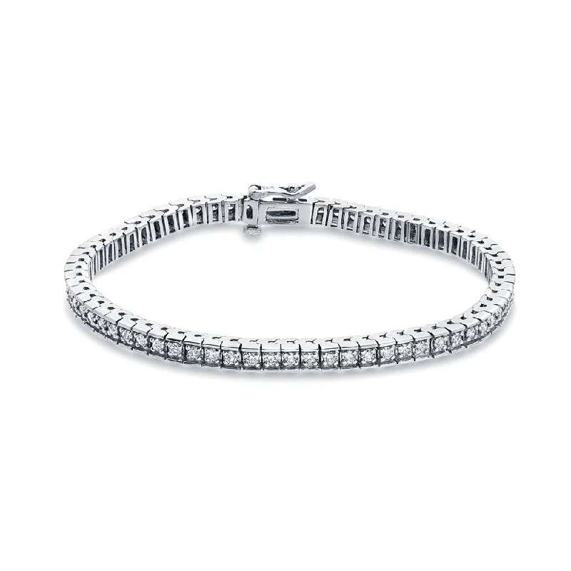 Java tile bangles-Auriya 14k White Gold 2ct TDW Round Diamond Tennis Bracelet