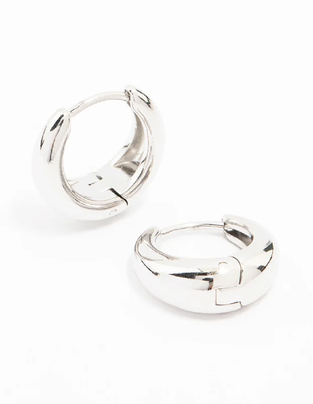 Playful pair earrings-Waterproof Stainless Steel Mini Drop Huggie Earrings